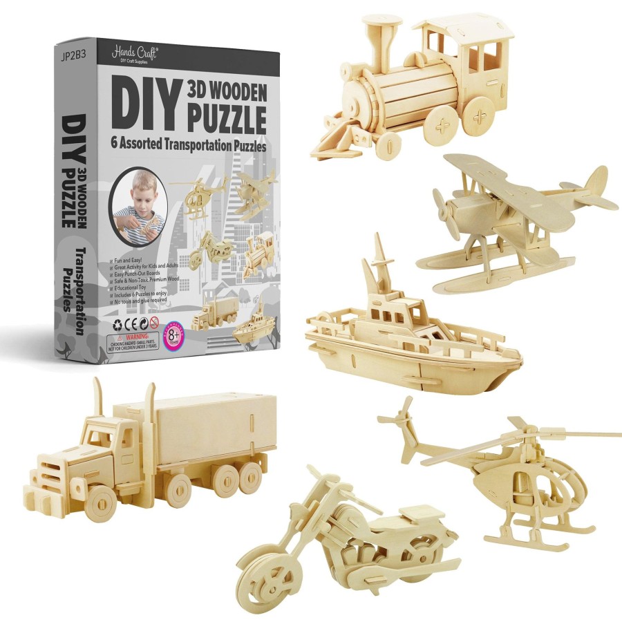 3D Puzzles Hands Craft US, Inc. | 3D Puzzle Wood Transportation Vehicles (6 Pack Bundle)