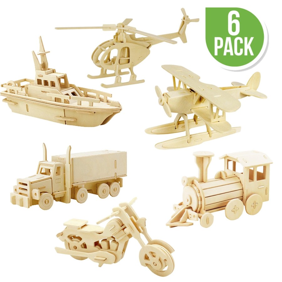 3D Puzzles Hands Craft US, Inc. | 3D Puzzle Wood Transportation Vehicles (6 Pack Bundle)