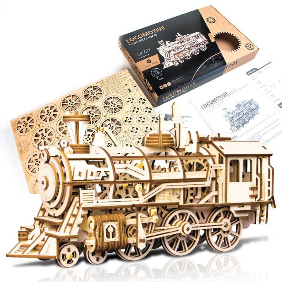 3D Puzzles Hands Craft US, Inc. | 3D Mechanical Wooden Puzzle: Locomotive (Train)