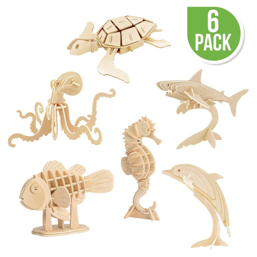 3D Puzzles Hands Craft US, Inc. | 3D Puzzle Wood Sea Animals (6 Pack Bundle)