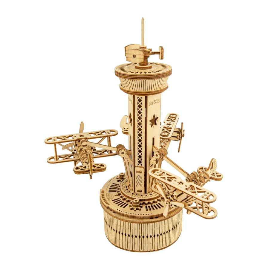 3D Puzzles Hands Craft US, Inc. | 3D Wooden Puzzle Music Box | Airplane-Control Tower