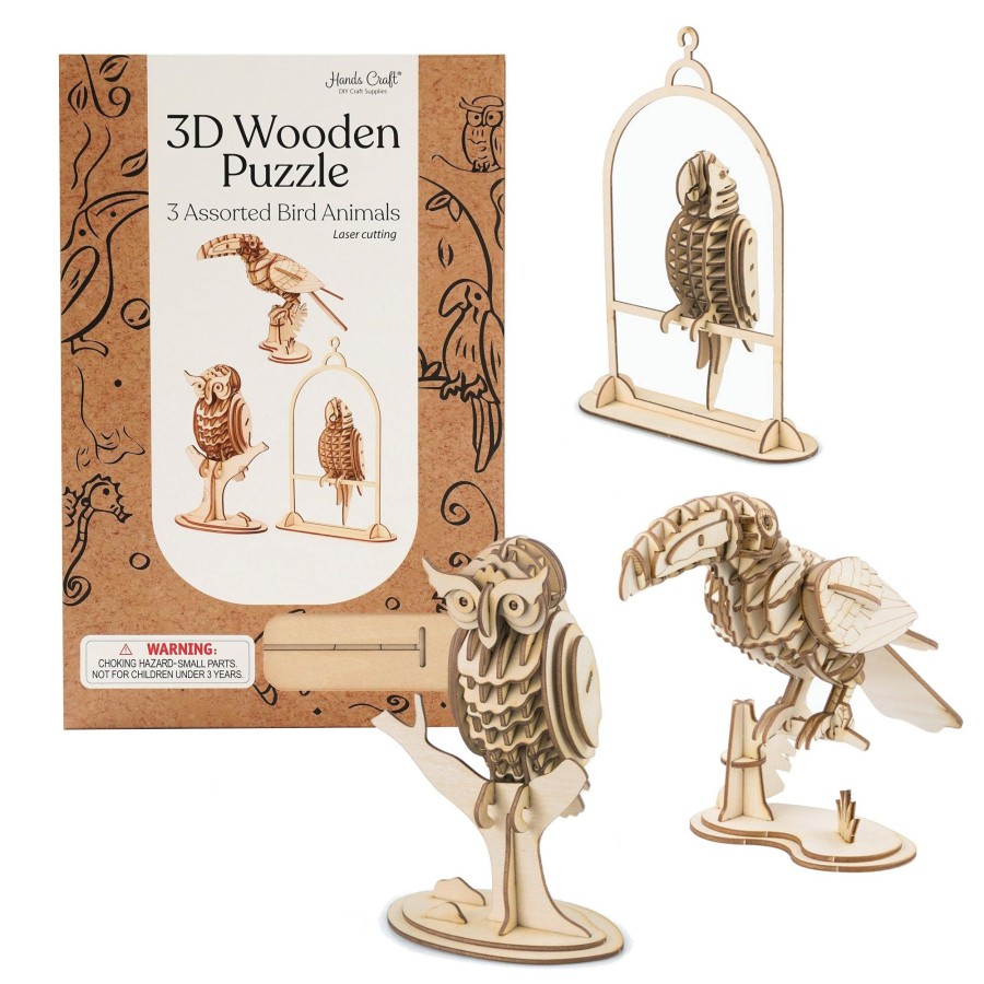 3D Puzzles Hands Craft US, Inc. | 3D Puzzle Wood Bird Animals (3 Pack Bundle)