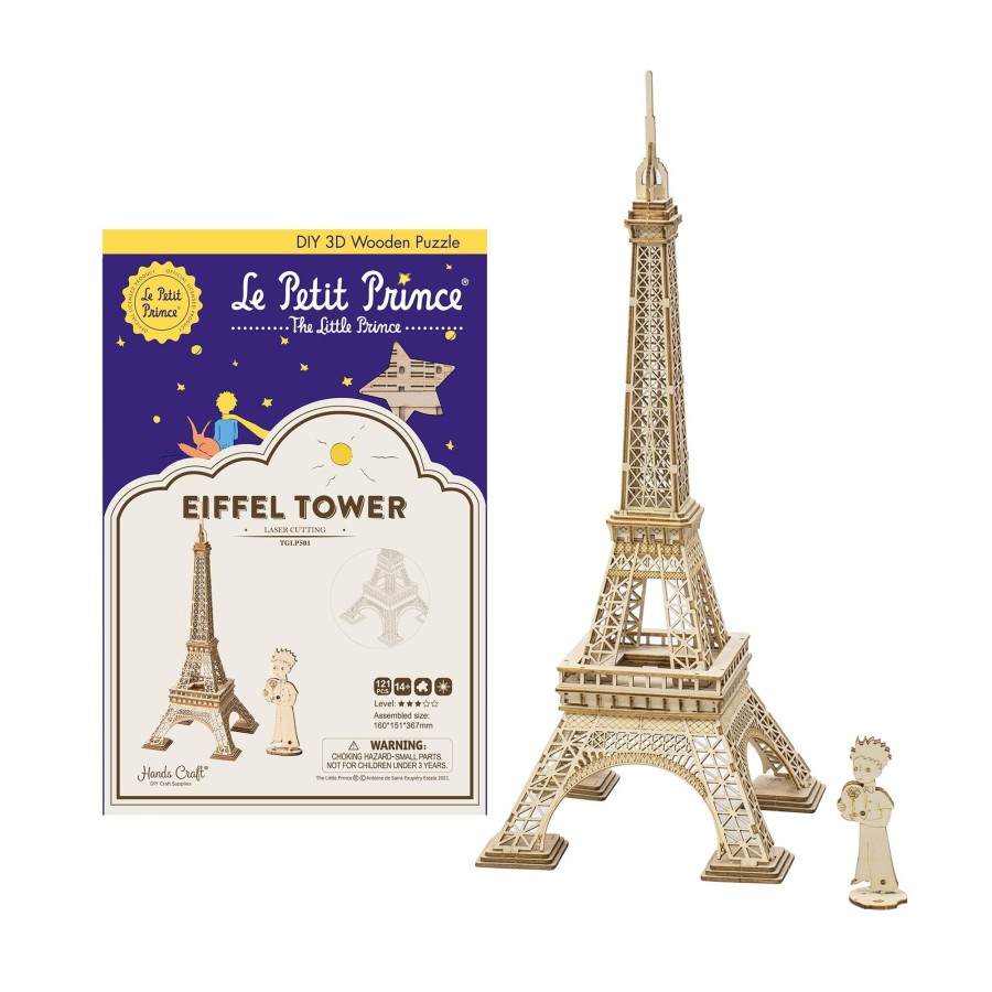 3D Puzzles Hands Craft US, Inc. | 3D Modern Wooden Puzzle | Eiffel Tower With The Little Prince Figurine