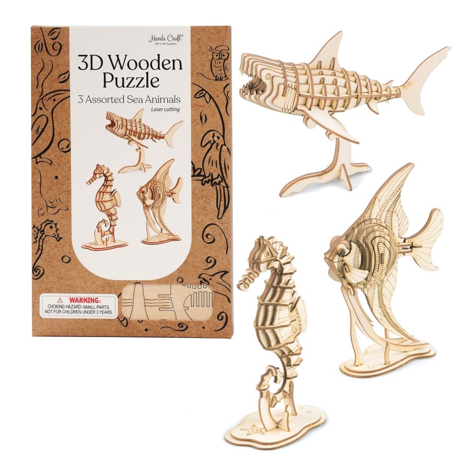 3D Puzzles Hands Craft US, Inc. | 3D Puzzle Wood Sea Animals (3 Pack Bundle)