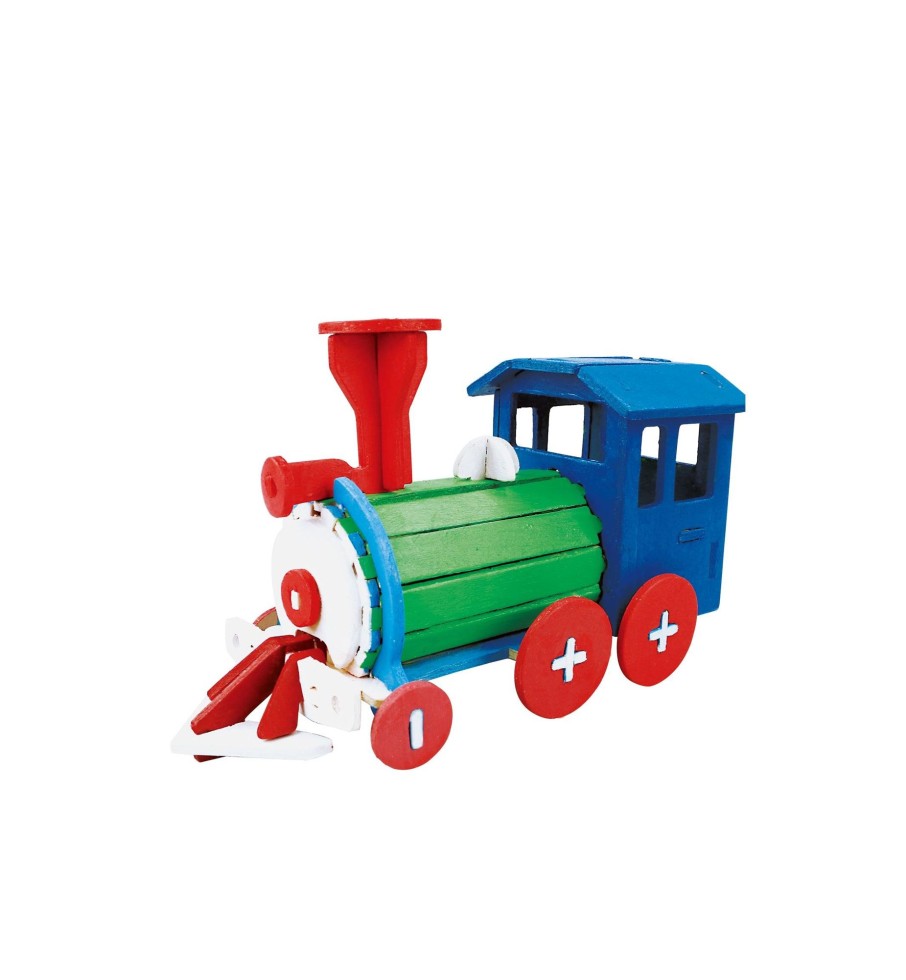 3D Puzzles Hands Craft US, Inc. | 3D Wood Puzzle + Paint Kit: Locomotive Train