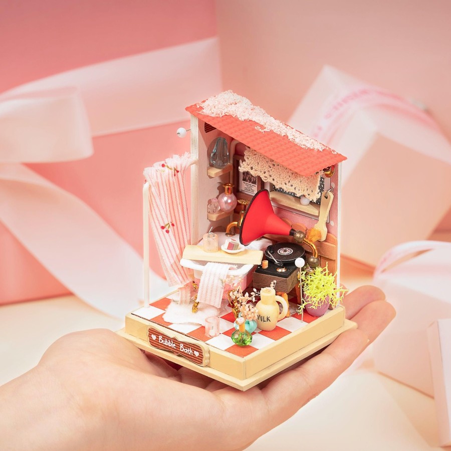 Diy Miniatures Kits Hands Craft US, Inc. | Diy Miniature Dollhouse Kit | Bubble Bath (Bathroom)