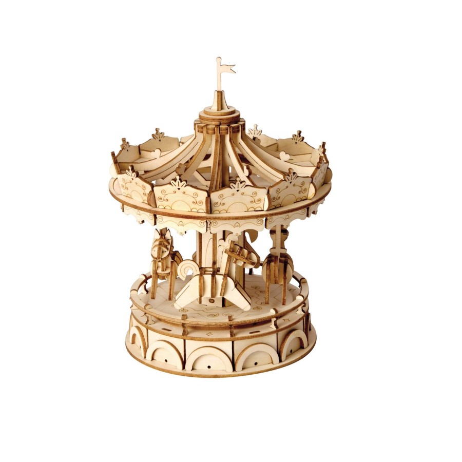 3D Puzzles Hands Craft US, Inc. | 3D Wooden Puzzle: Classic Carousel/Merry-Go-Round