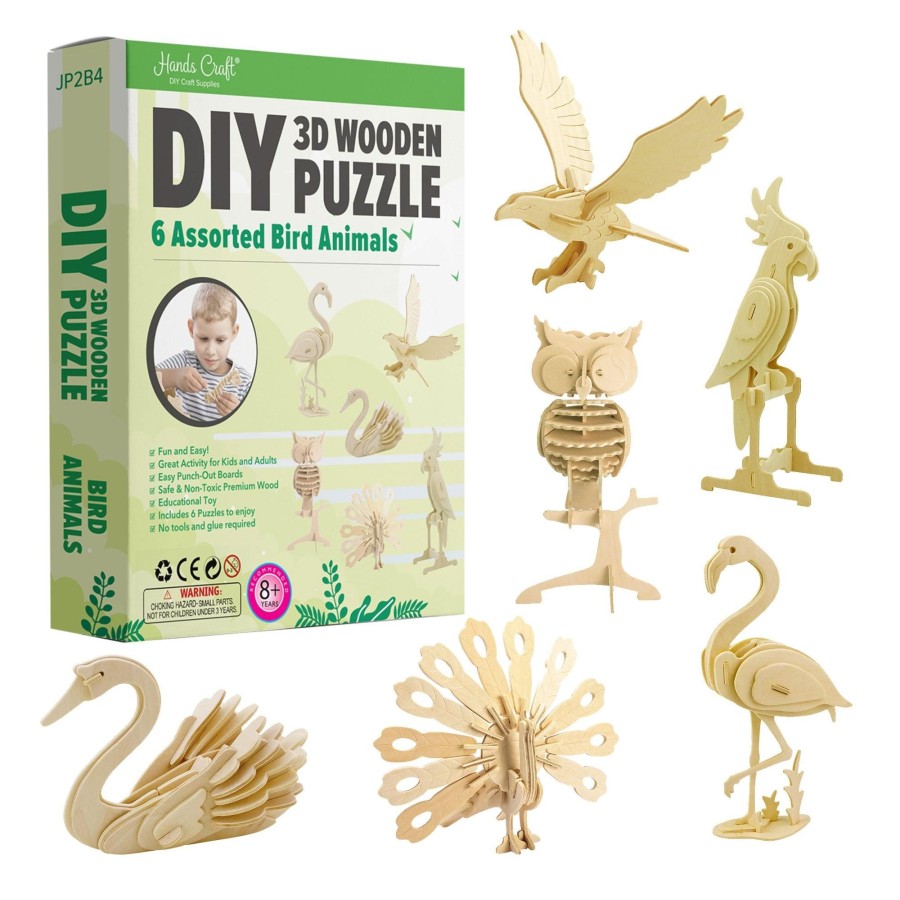 3D Puzzles Hands Craft US, Inc. | 3D Puzzle Wood Birds (6 Pack Bundle)