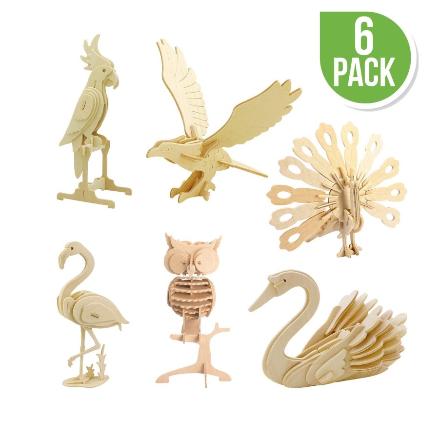 3D Puzzles Hands Craft US, Inc. | 3D Puzzle Wood Birds (6 Pack Bundle)