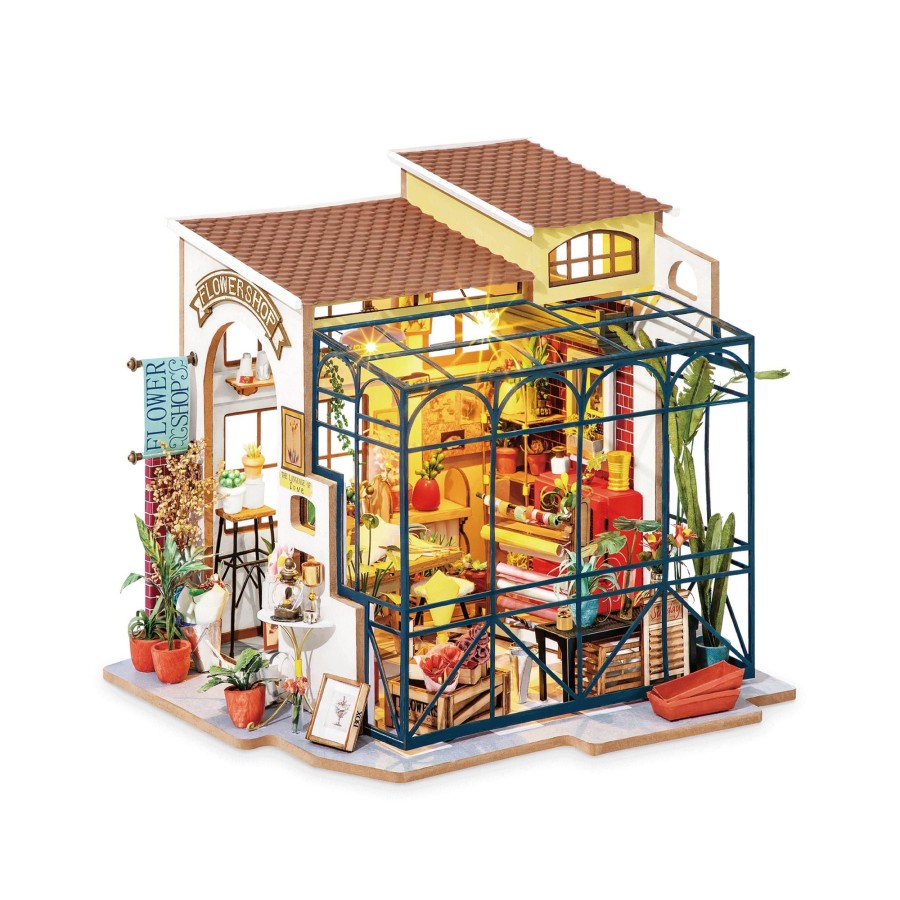 Diy Miniatures Kits Hands Craft US, Inc. | Hands Craft Diy Miniatures Dollhouse Kit | Emily'S Flower Shop (Dg145)