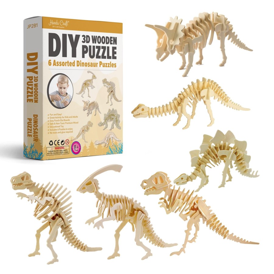 3D Puzzles Hands Craft US, Inc. | 3D Puzzle Wood Dinosaurs (6 Pack Bundle)