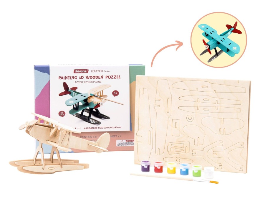 3D Puzzles Hands Craft US, Inc. | 3D Wood Puzzle + Paint Kit: Hydroplane