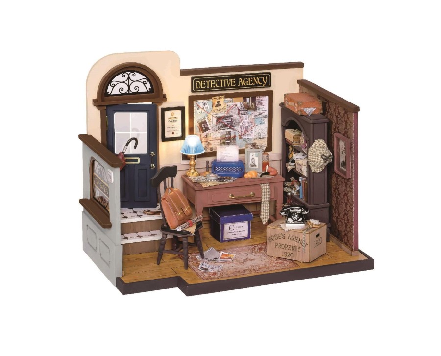 Diy Miniatures Kits Hands Craft | Diy Miniature Dollhouse Kit | Mose'S Detective Agency