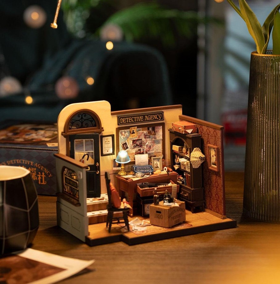 Diy Miniatures Kits Hands Craft | Diy Miniature Dollhouse Kit | Mose'S Detective Agency