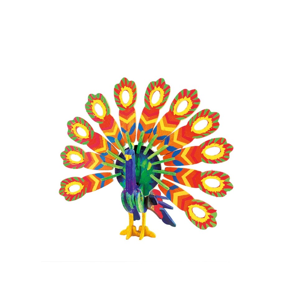 3D Puzzles Hands Craft US, Inc. | 3D Wood Puzzle + Paint Kit: Peacock