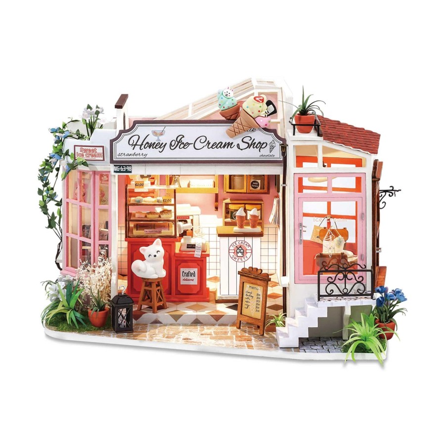 Diy Miniatures Kits Hands Craft US, Inc. | Diy Miniature Dollhouse Kit | Honey Ice Cream Shop