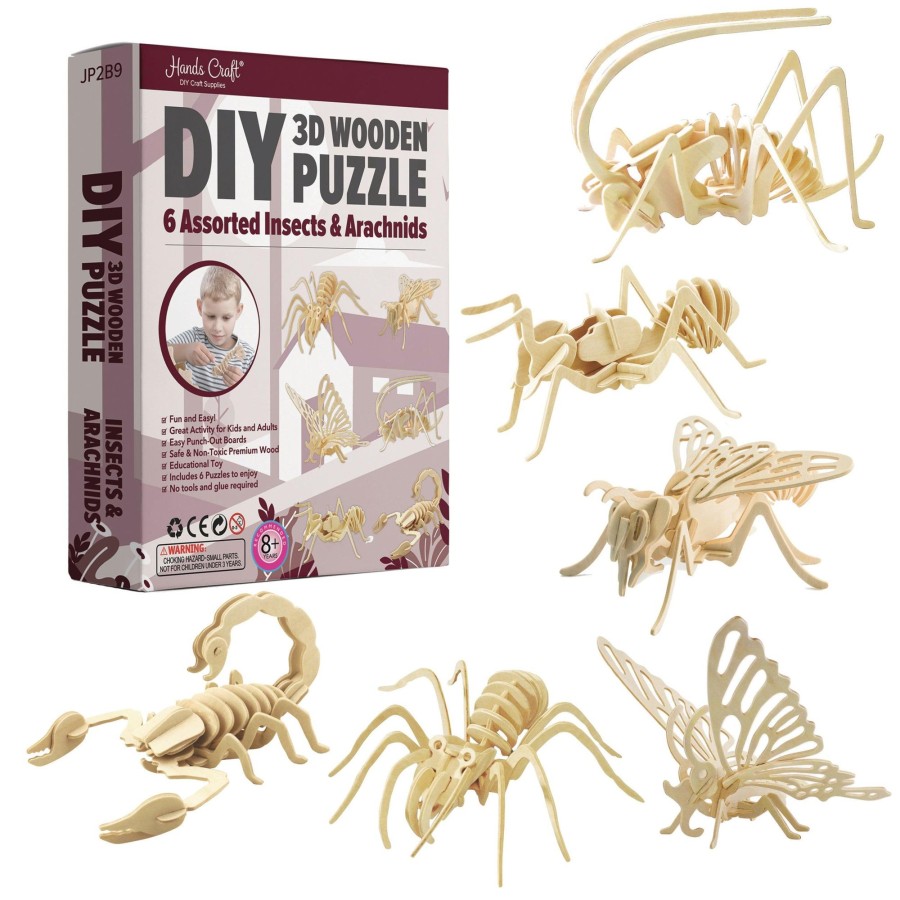 3D Puzzles Hands Craft US, Inc. | 3D Puzzle Wood Insects & Arachnicd (6 Pack Bundle)