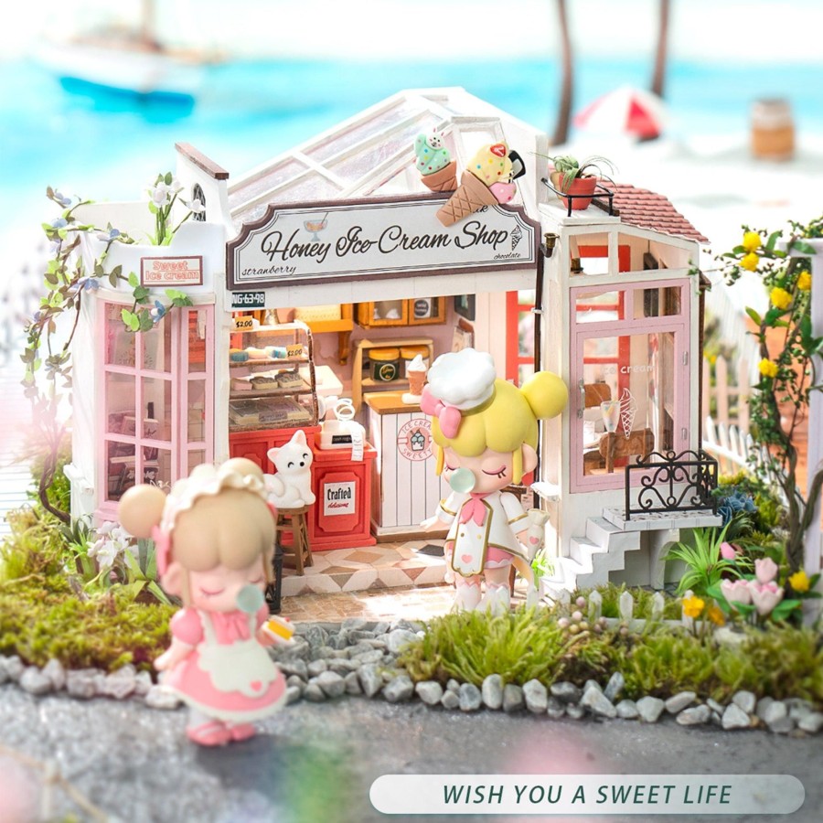 Diy Miniatures Kits Hands Craft US, Inc. | Diy Miniature Dollhouse Kit | Honey Ice Cream Shop