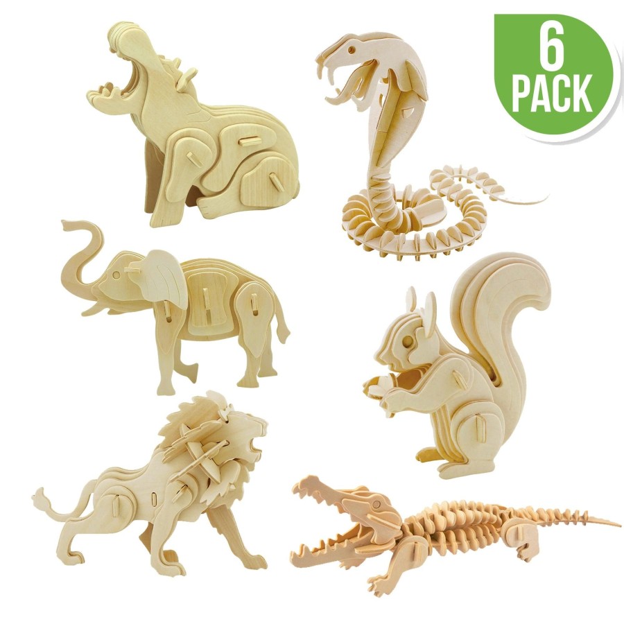 3D Puzzles Hands Craft US, Inc. | 3D Puzzle Wood Wild Animals (6 Pack Bundle)