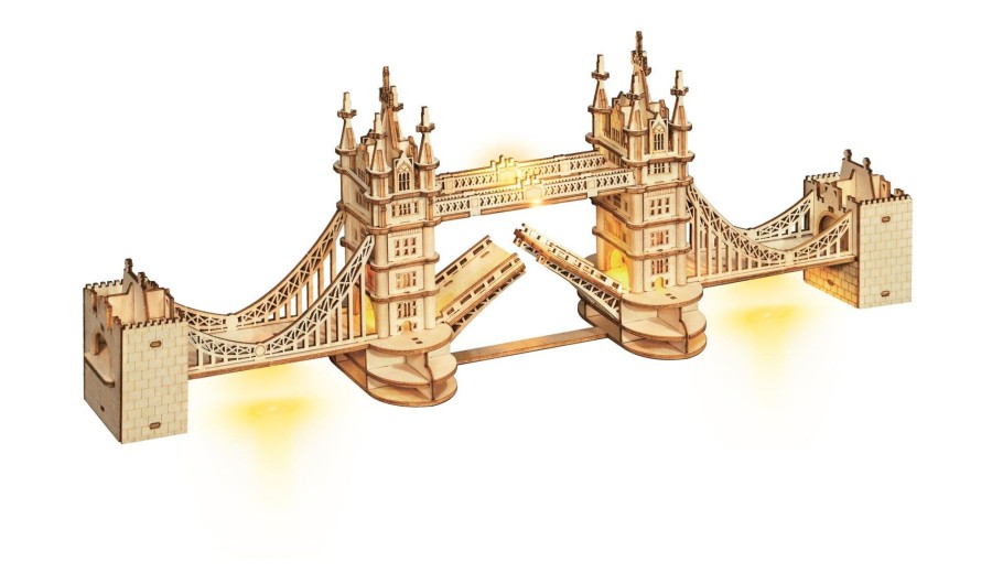 3D Puzzles Hands Craft US, Inc. | 3D Wood Puzzle: Tower Bridge Scale Model With Led Lights