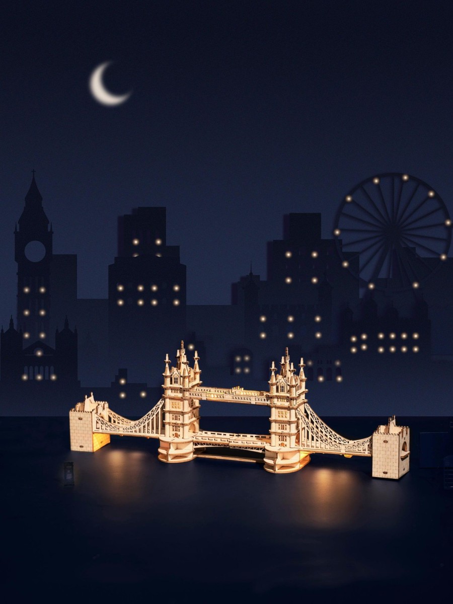 3D Puzzles Hands Craft US, Inc. | 3D Wood Puzzle: Tower Bridge Scale Model With Led Lights