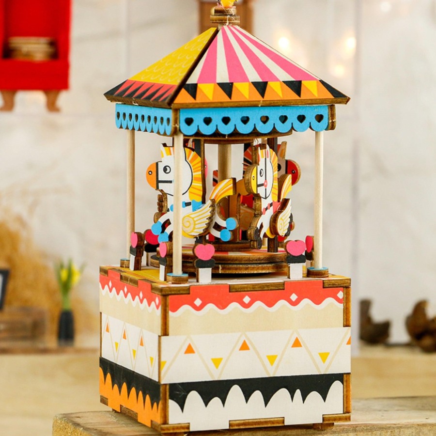 3D Puzzles Hands Craft US, Inc. | 3D Wood Puzzle Music Box: Carnival Carousel