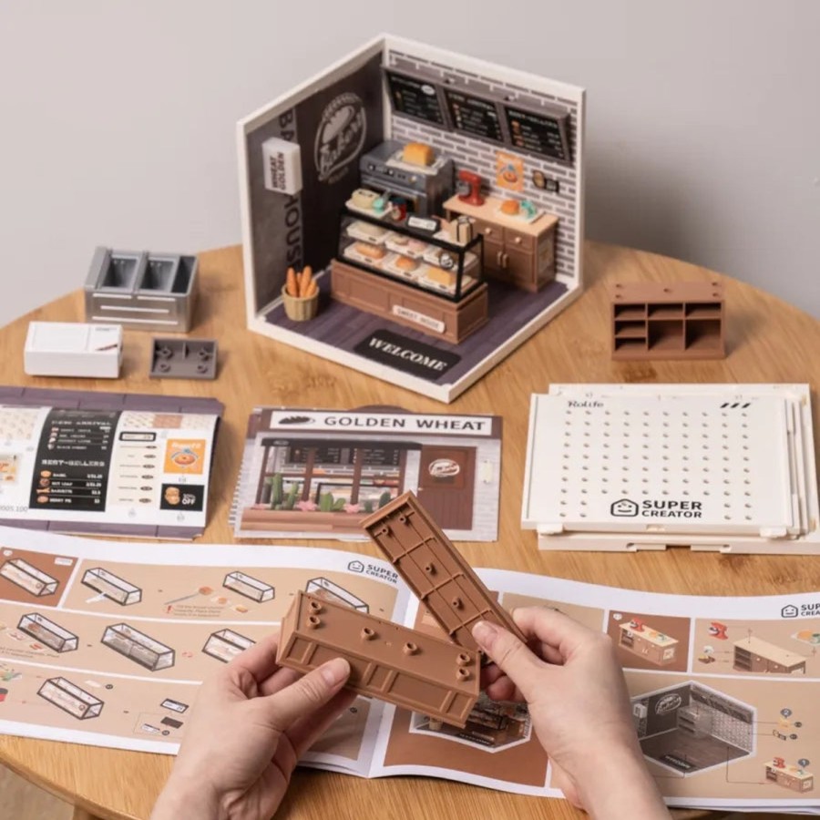 Diy Miniatures Kits Hands Craft US, Inc. | Diy Miniature Dollhouse Kit | Golden Wheat Bakery