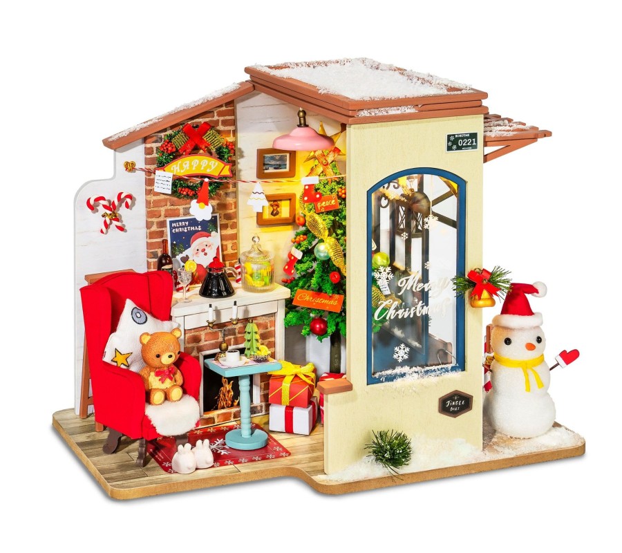 Diy Miniatures Kits Hands Craft US, Inc. | Diy Miniature Dollhouse Kit | Christmas Patio, Plays Jingle Bells Tune