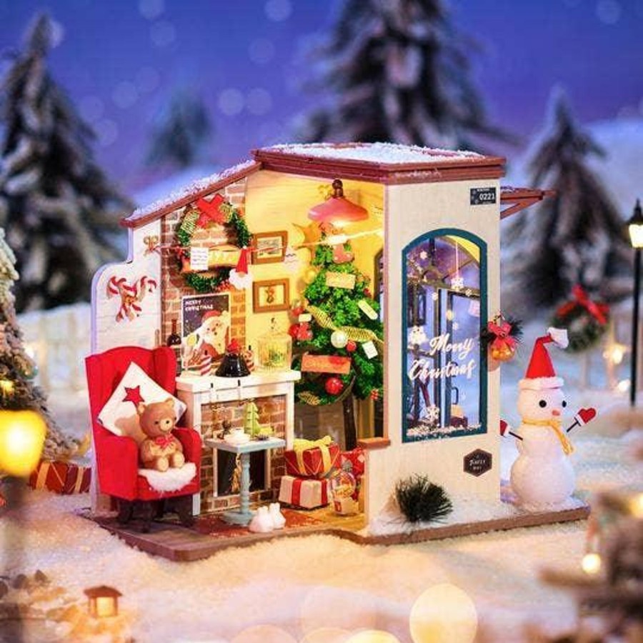 Diy Miniatures Kits Hands Craft US, Inc. | Diy Miniature Dollhouse Kit | Christmas Patio, Plays Jingle Bells Tune