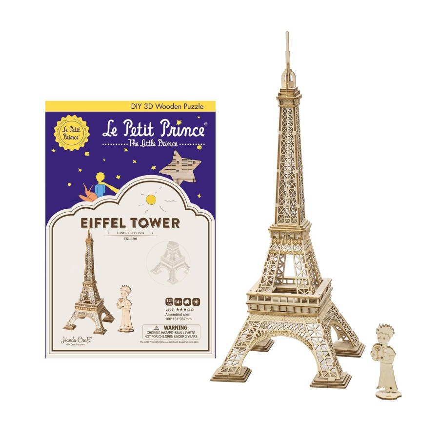 3D Puzzles Hands Craft US, Inc. | 3D Modern Wooden Puzzle | Eiffel Tower With The Little Prince Figurine