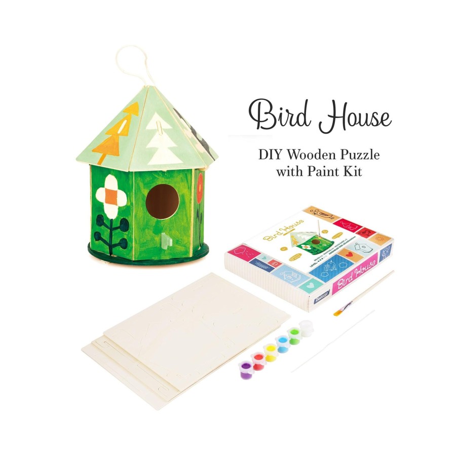 3D Puzzles Hands Craft US, Inc. | 3D Classic Wooden Puzzle Paint Kit | Bird House Style 197