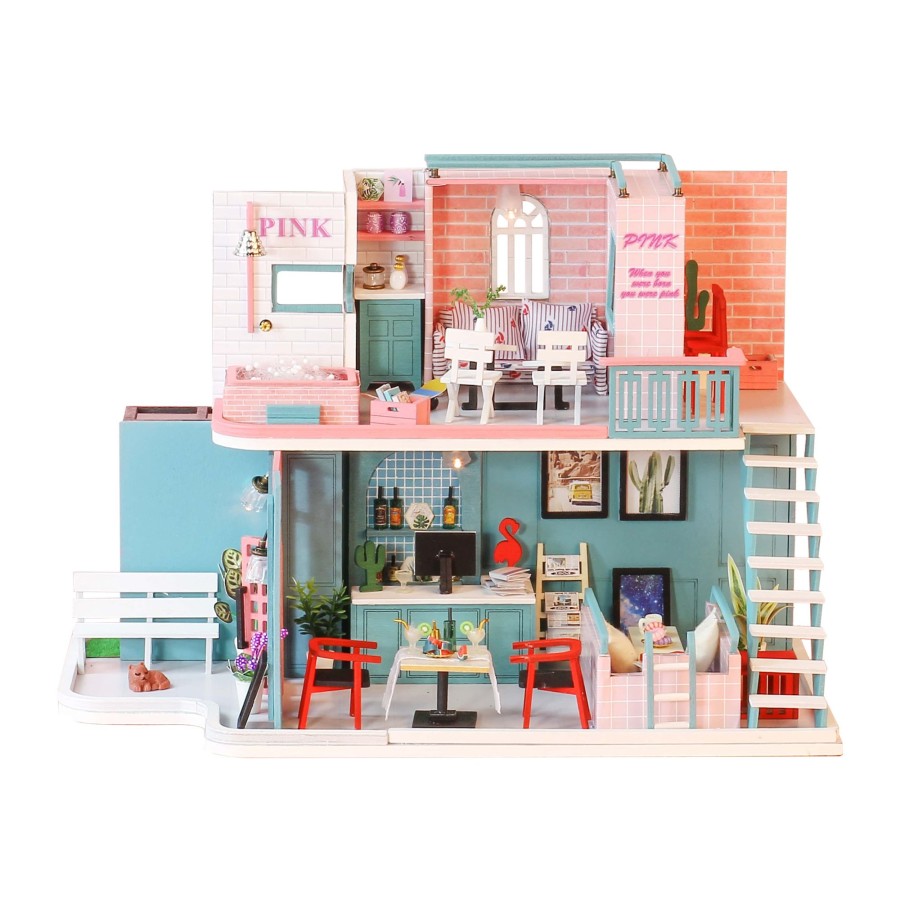 Diy Miniatures Kits Hands Craft US, Inc. | Diy Miniature Dollhouse Kit | Pink Cafe