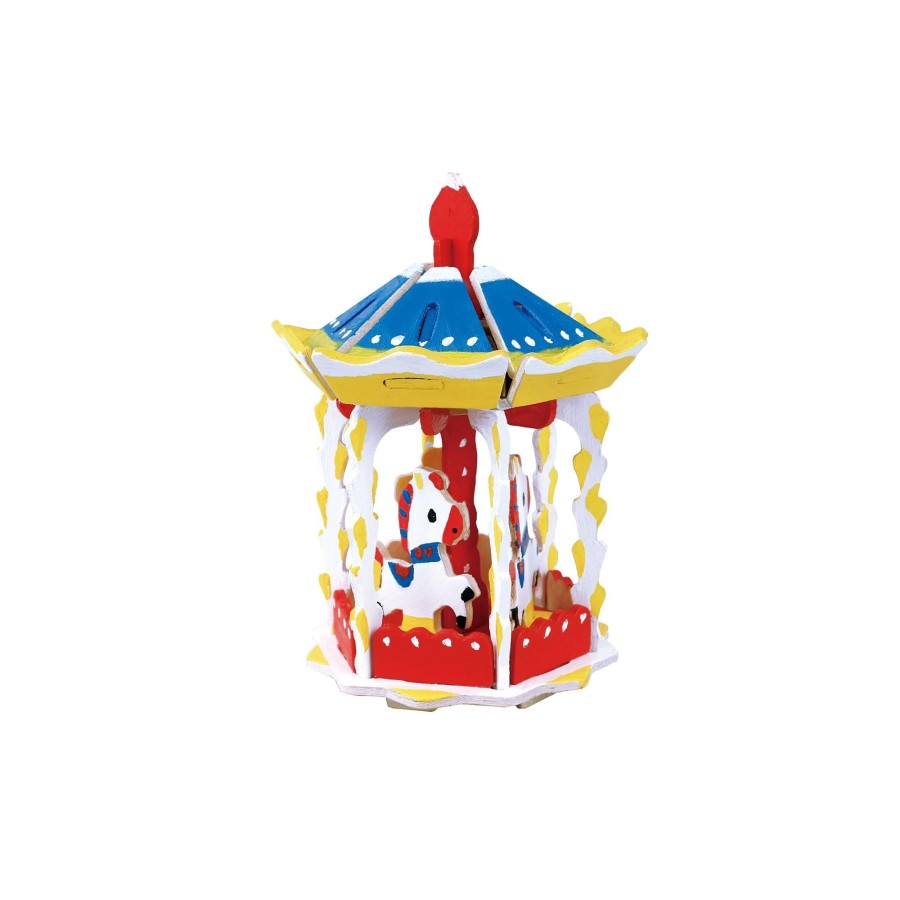 3D Puzzles Hands Craft US, Inc. | 3D Wood Puzzle + Paint Kit: Carousel